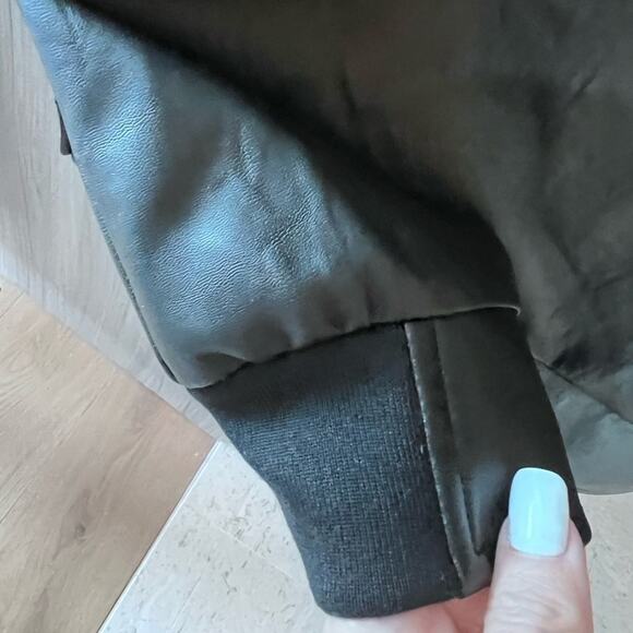 NWT F - COLLECTION black faux leather men's jacket ITALY XL / US L - Picture 10 of 12